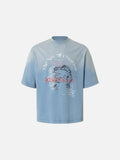 DAXUEN Faded blue oversized graphic t-shirt
