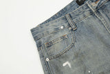 DAXUEN medium blue faded paint-splatter wide-leg jeans