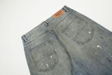 DAXUEN medium blue faded paint-splatter wide-leg jeans