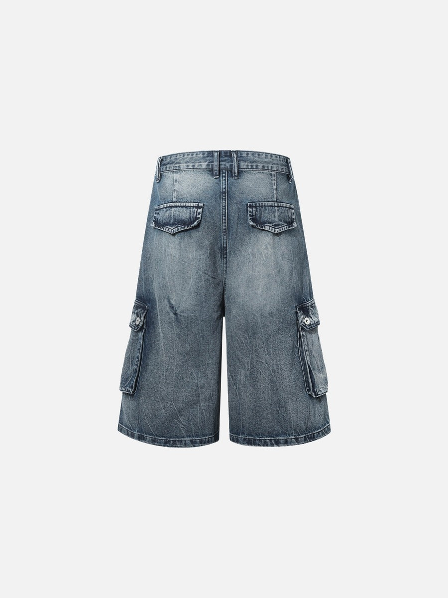 DAXUEN Faded blue wide-leg cargo shorts