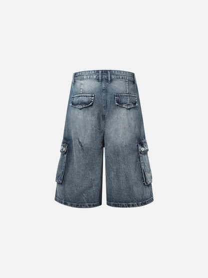 DAXUEN Faded blue wide-leg cargo shorts