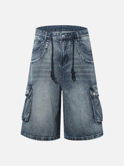 DAXUEN Faded blue wide-leg cargo shorts