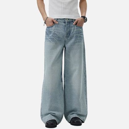 DAXUEN Faded blue wide-leg denim jeans