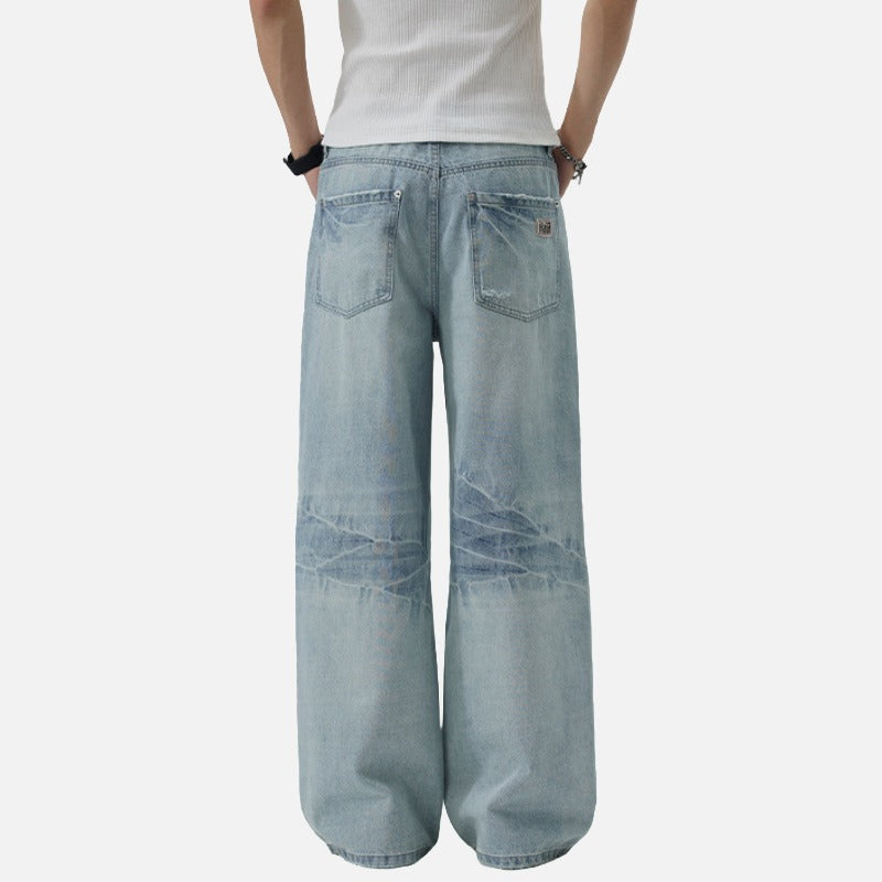 DAXUEN Faded blue wide-leg denim jeans