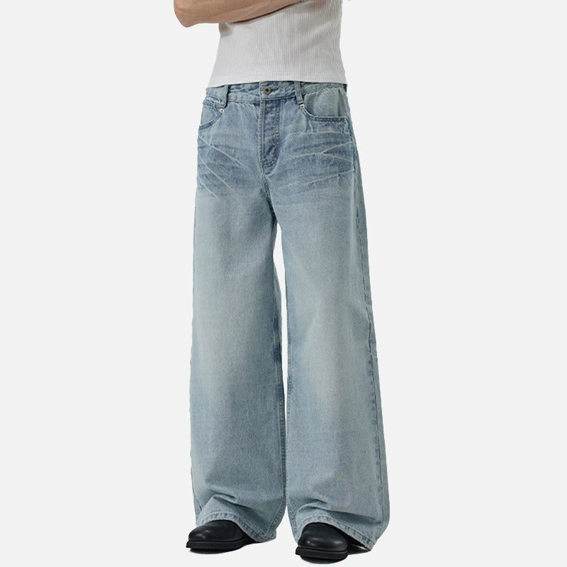 DAXUEN Faded blue wide-leg denim jeans