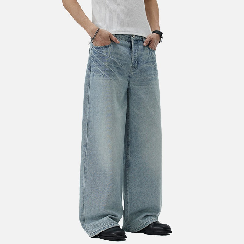 DAXUEN Faded blue wide-leg denim jeans