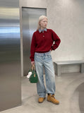 DAXUEN Faded Blue Wide-Leg Denim Jeans | DAXUEN — model photo