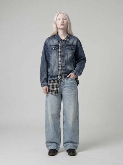 DAXUEN Faded Blue Wide-Leg Denim Jeans | DAXUEN — model photo