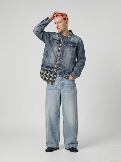 DAXUEN Faded Blue Wide-Leg Denim Jeans | DAXUEN — model photo