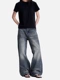 DAXUEN faded blue wide-leg distressed denim pants