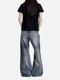 DAXUEN faded blue wide-leg distressed denim pants