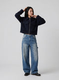DAXUEN Faded blue wide-leg jeans with pockets — model photo