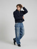 DAXUEN Faded blue wide-leg jeans with pockets — model photo
