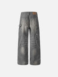 DAXUEN Faded charcoal paint-splatter wide-leg denim jeans