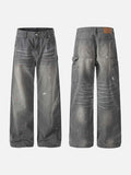 DAXUEN Faded charcoal paint-splatter wide-leg denim jeans