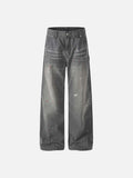 DAXUEN Faded charcoal paint-splatter wide-leg denim jeans