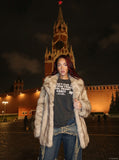 DAXUEN faded dark charcoal vintage text graphic t-shirt — model photo