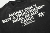DAXUEN faded dark charcoal vintage text graphic t-shirt