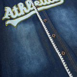 DAXUEN dark blue faded denim baseball jersey