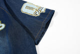 DAXUEN dark blue faded denim baseball jersey