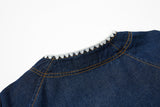 DAXUEN dark blue faded denim baseball jersey