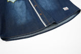 DAXUEN dark blue faded denim baseball jersey