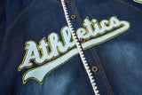 DAXUEN dark blue faded denim baseball jersey