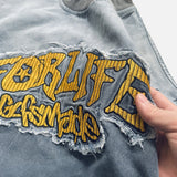 Faded Denim Appliqué T-Shirt