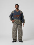 DAXUEN faded denim gradient oversized long-sleeve top — model photo