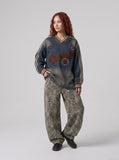 DAXUEN faded denim gradient oversized long-sleeve top — model photo