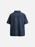 DAXUEN Short-sleeved faded denim shirt with graphic text