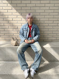 DAXUEN light blue faded gradient wide-leg jeans — model photo