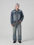 DAXUEN light blue faded gradient wide-leg jeans — model photo