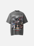 DAXUEN white oversized faded 3x3 grid graphic t-shirt