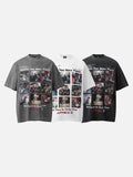 DAXUEN white oversized faded 3x3 grid graphic t-shirt
