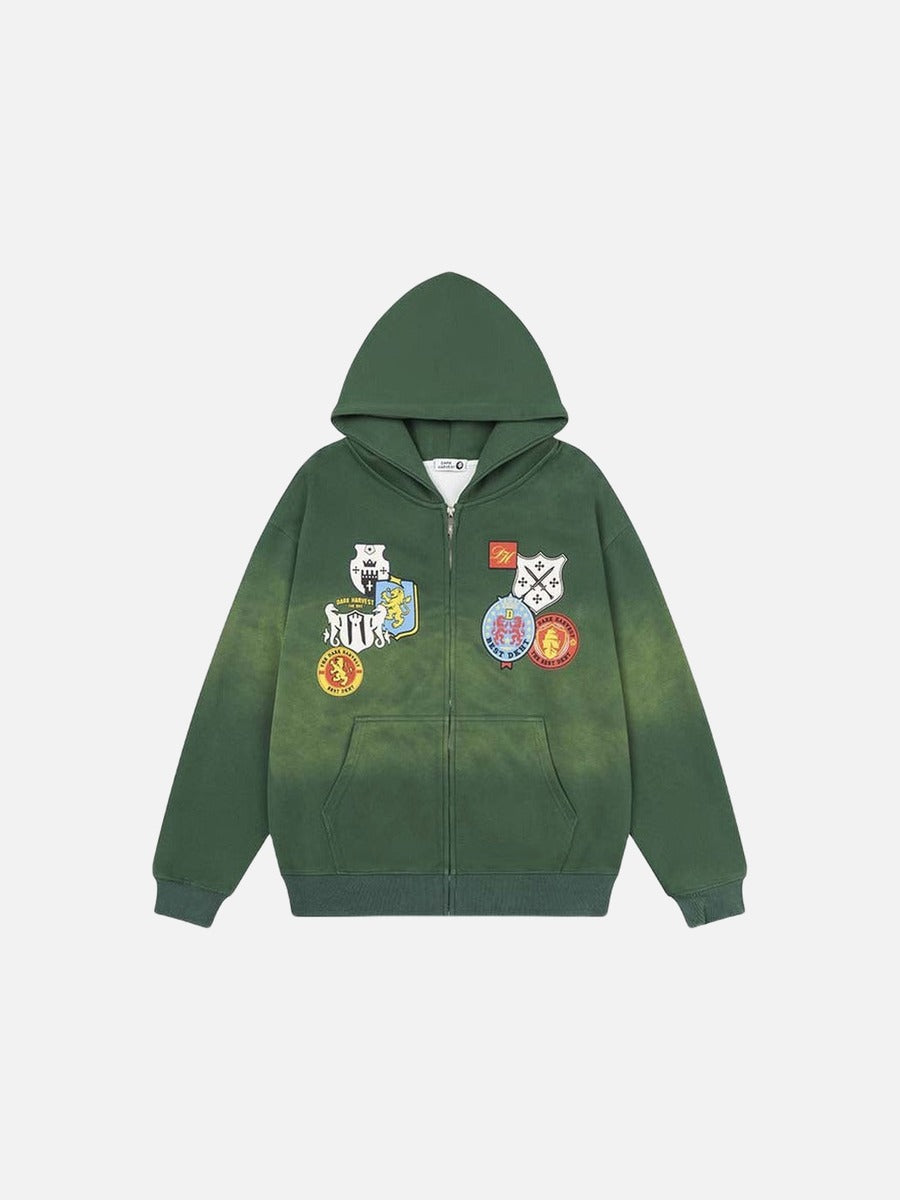 DAXUEN Oversized full-zip hooded sweatshirt with graphics