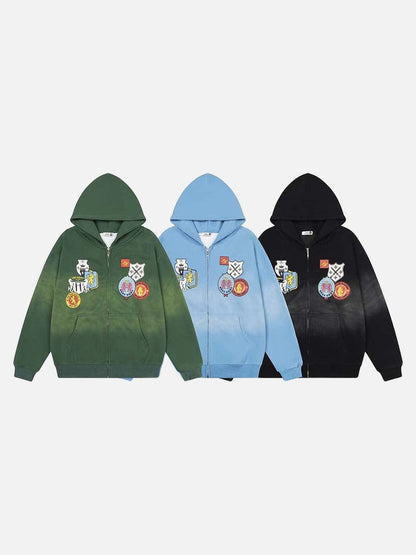 DAXUEN Oversized full-zip hooded sweatshirt with graphics