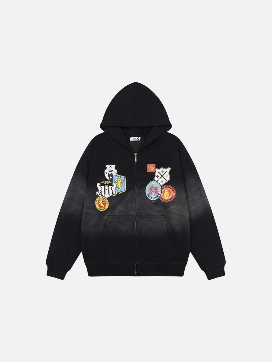 DAXUEN Oversized full-zip hooded sweatshirt with graphics