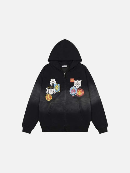 DAXUEN Oversized full-zip hooded sweatshirt with graphics