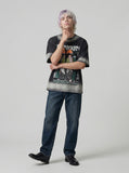 DAXUEN Oversized short-sleeve graphic t-shirt with faded wash effect — model photo