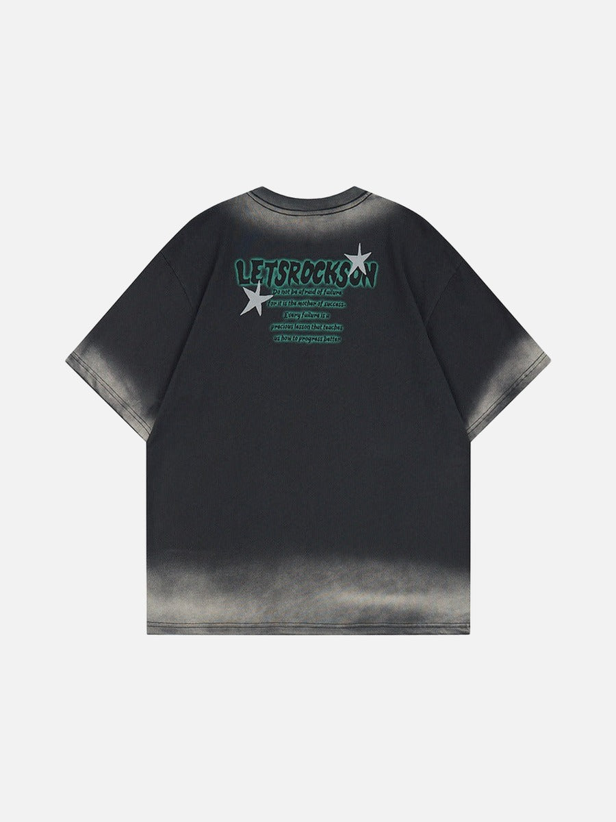 DAXUEN Oversized short-sleeve graphic t-shirt with faded wash effect