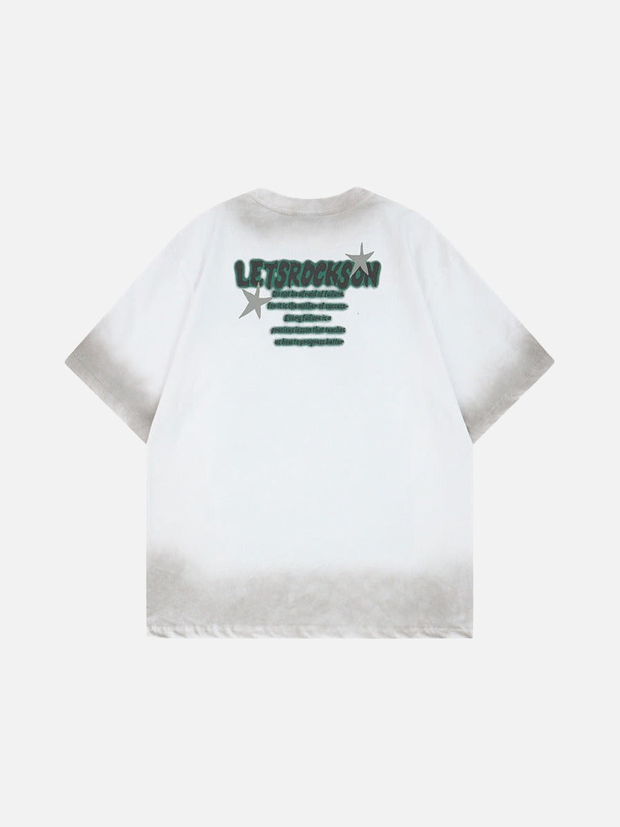 DAXUEN Oversized short-sleeve graphic t-shirt with faded wash effect