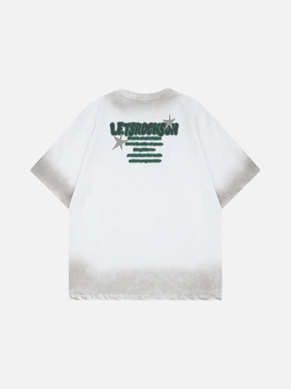 DAXUEN Oversized short-sleeve graphic t-shirt with faded wash effect