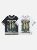 DAXUEN Oversized short-sleeve graphic t-shirt with faded wash effect