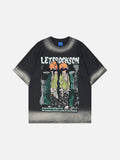 DAXUEN Oversized short-sleeve graphic t-shirt with faded wash effect