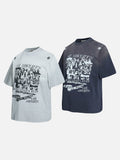 DAXUEN Faded graphic T-shirt with headshot collage print