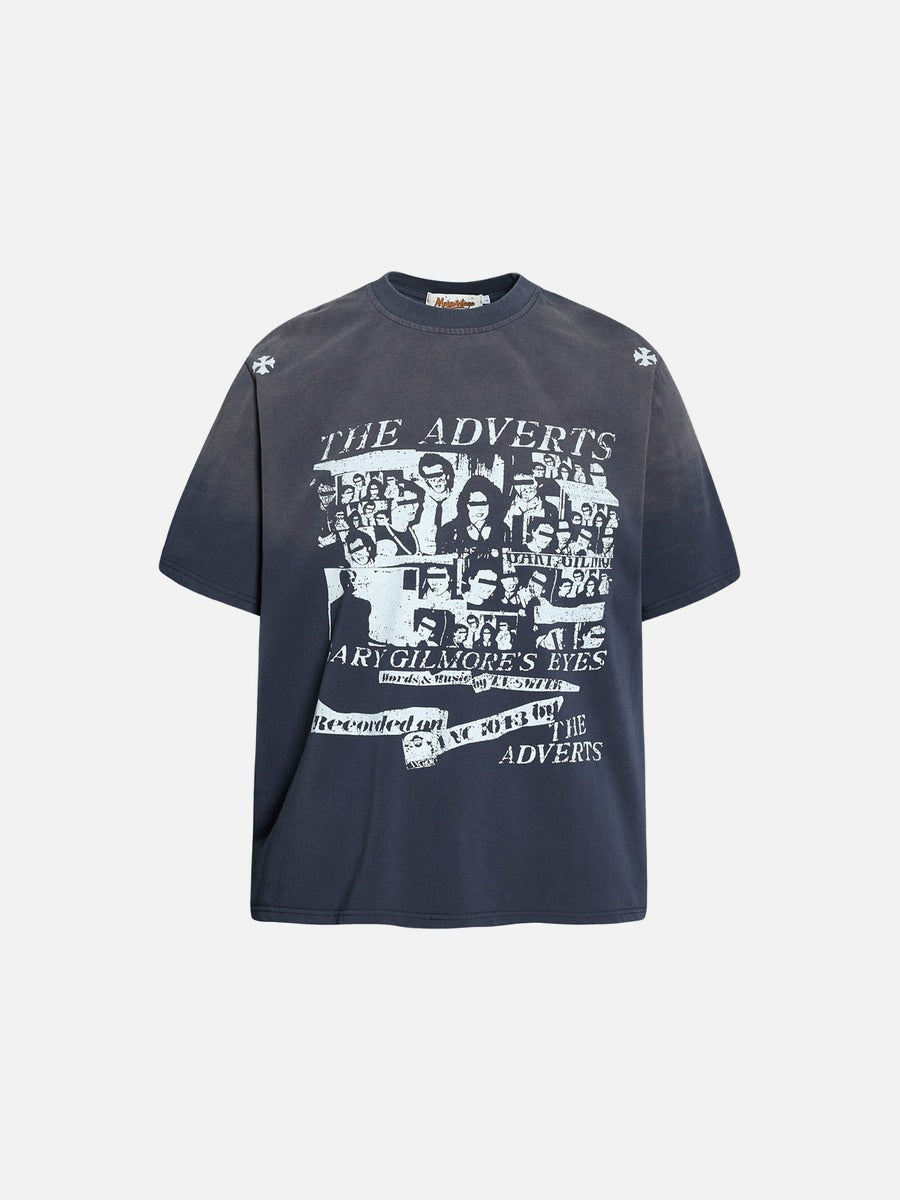 DAXUEN Faded graphic T-shirt with headshot collage print