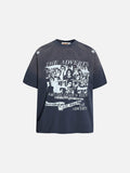 DAXUEN Faded graphic T-shirt with headshot collage print