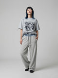DAXUEN Faded graphic T-shirt with headshot collage print — model photo