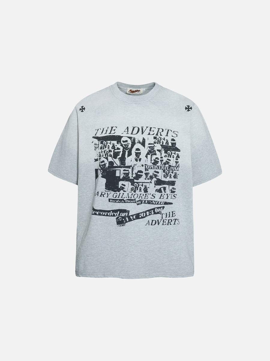DAXUEN Faded graphic T-shirt with headshot collage print